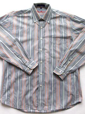ALAN FLUSSER Herringbone Multi-colored Striped Shirt 100% Cotton Size M